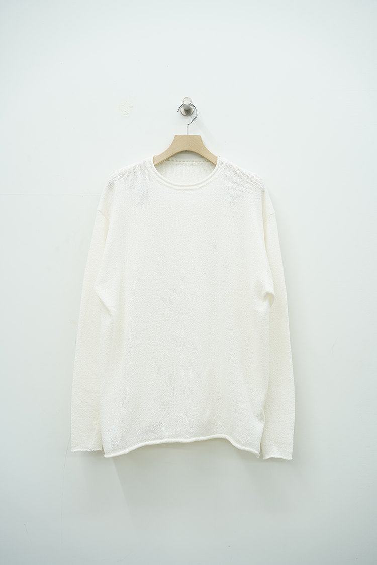POSTELEGANT Cotton Boucle Pull-over Knit / White