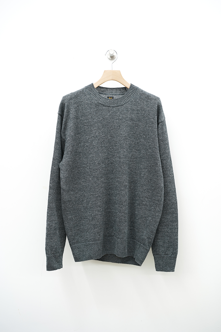 BATONER WASHED HIGH COUNT LINEN CREW NECK L/S / CHACOAL