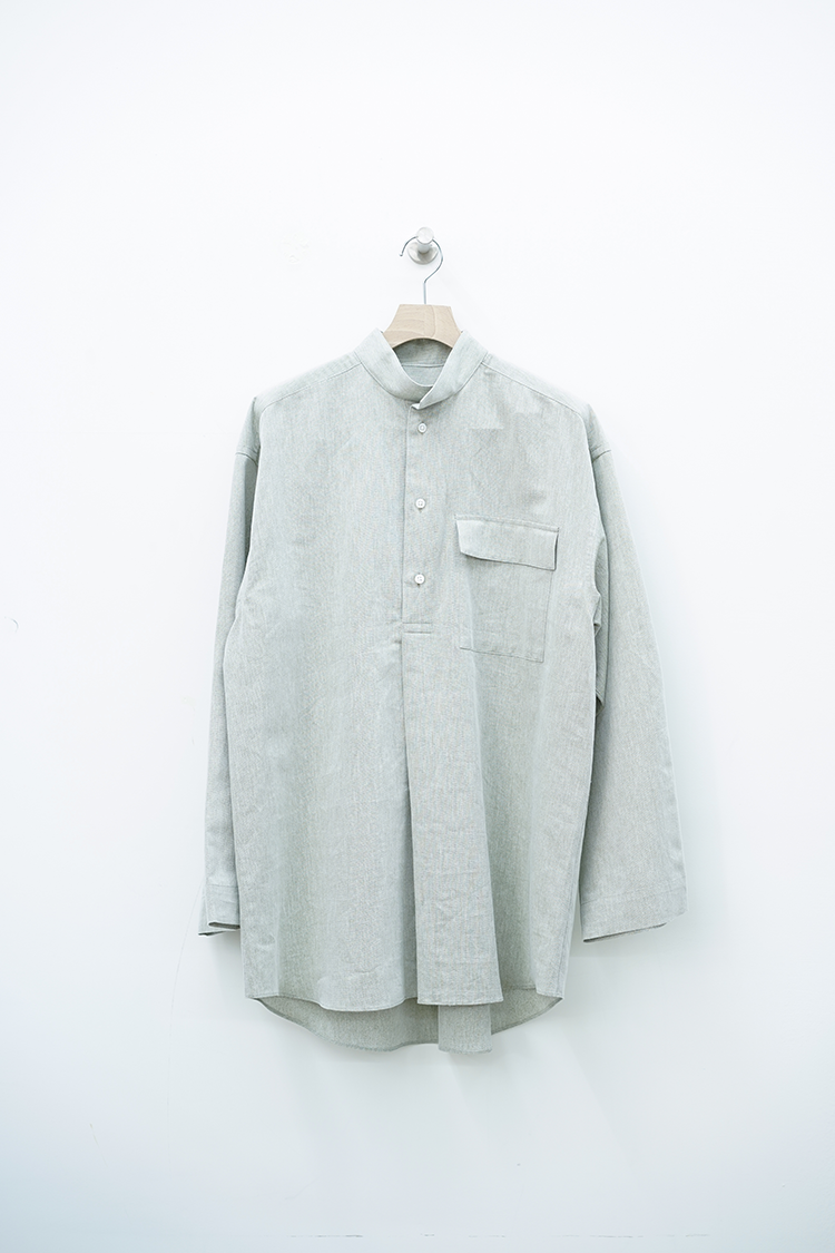 POSTELEGANT Washi Paper Cotton Pull-over Shirt / Sage Green