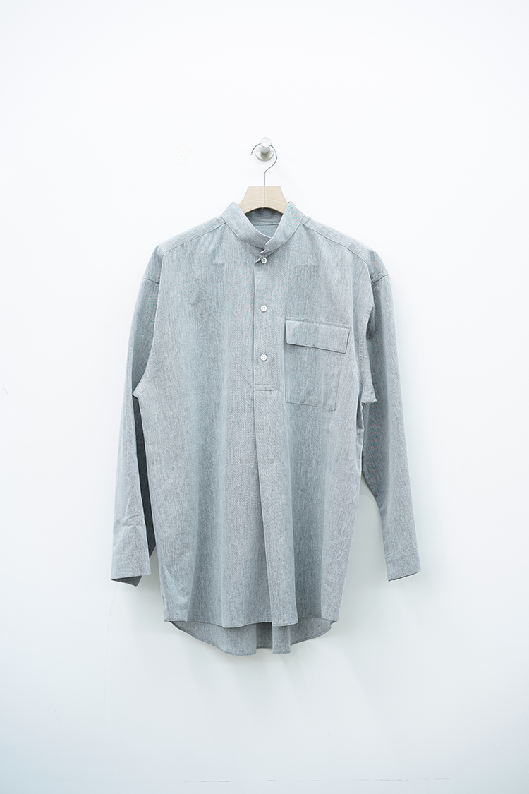 POSTELEGANT Washi Paper Cotton Pull-over Shirt / H.GRAY