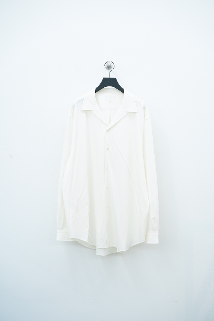 KANEMASA PHIL 46G Atmosphere Silk Blend Open Collar Shirt / WHITE