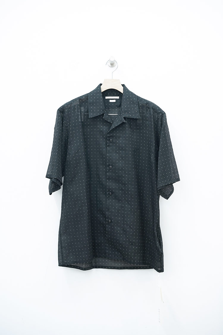 blurhms Square Dot Gusset Open-Collar Shirt / Black