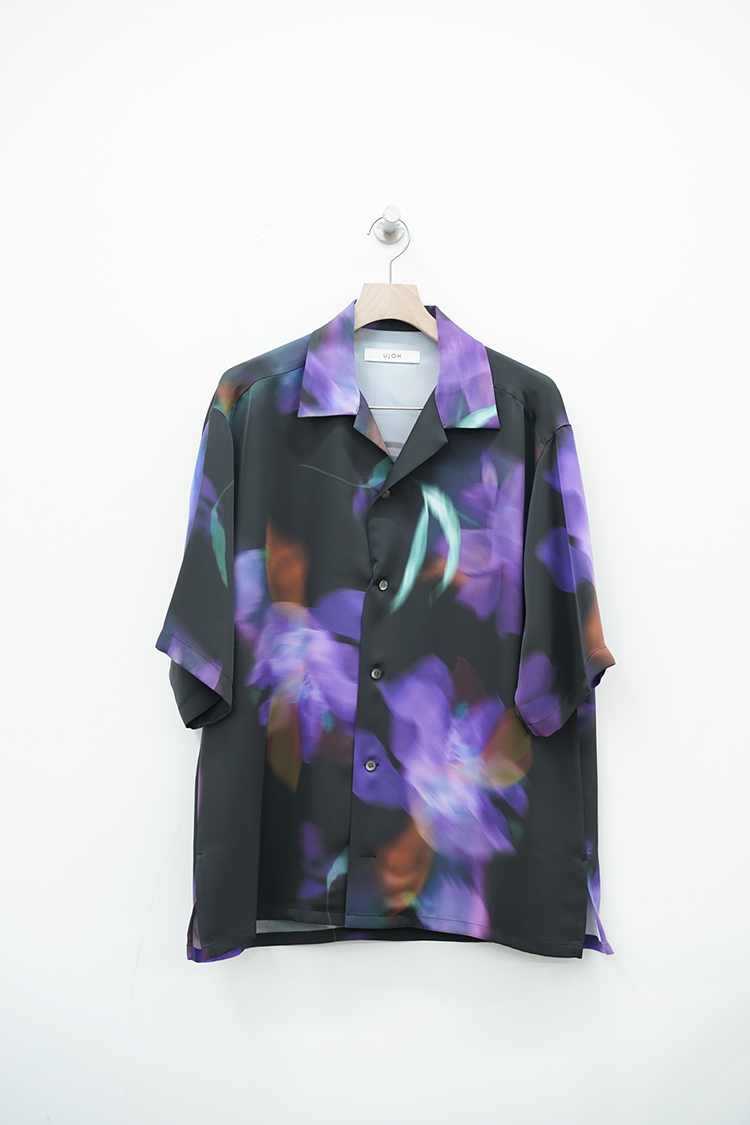UJOH Half Sleeve Open Collar Shirt / BLACKPURPLE