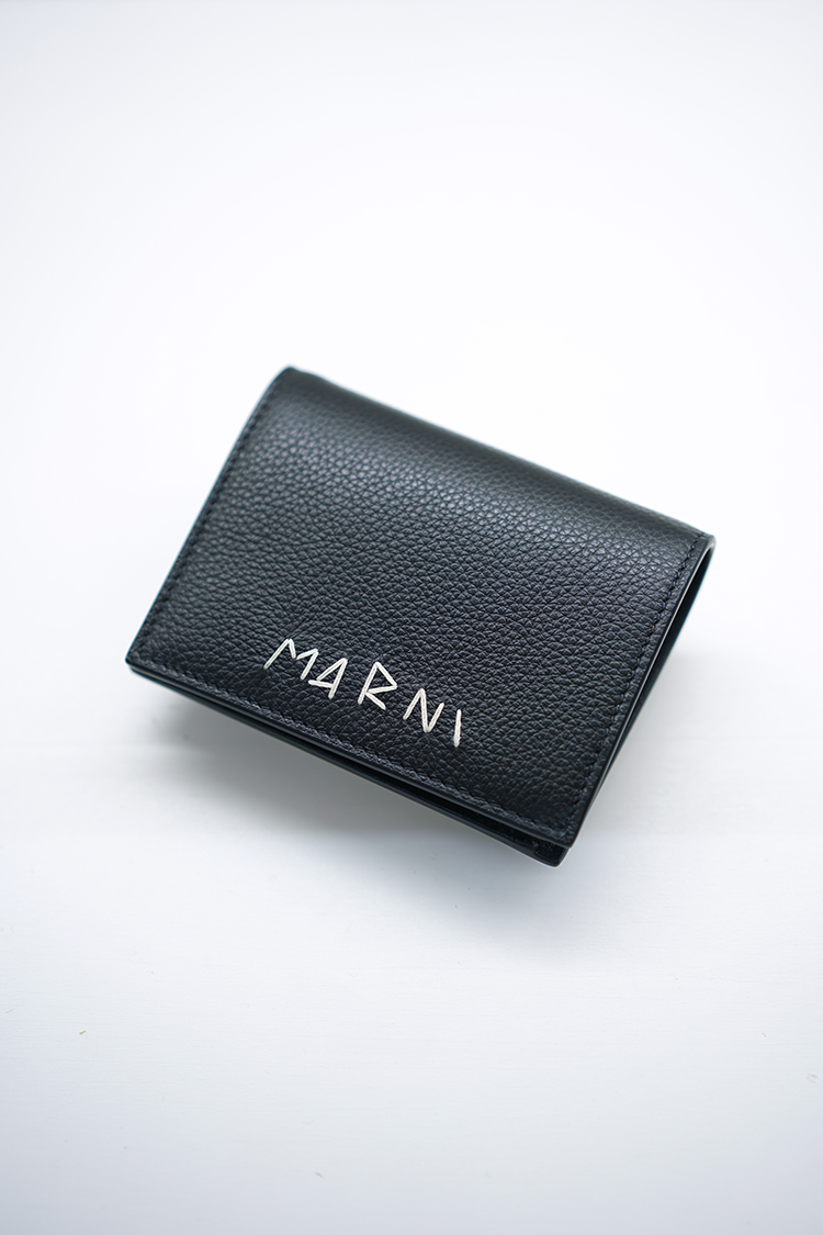 MARNI Leather Bifold Wallet with Marni mending / Black