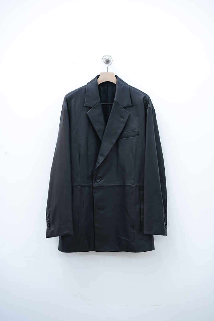 ssstein LEATHER DOUBLE BREASTED JACKET / BLACK