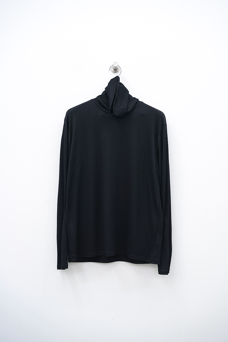 RAINMAKER WASHABLE WOOL HIGH NECK SHIRT / BLACK