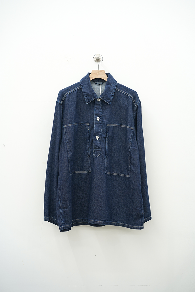 blurhmsROOTSTOCK Light oz Denim Pullover Jacket / Indigo Bleach