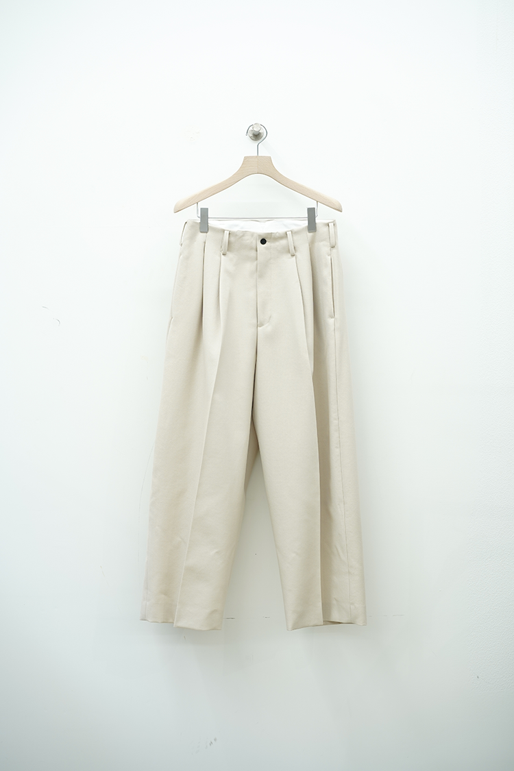 08sircus Dry wool twill wide tuck pants / beige