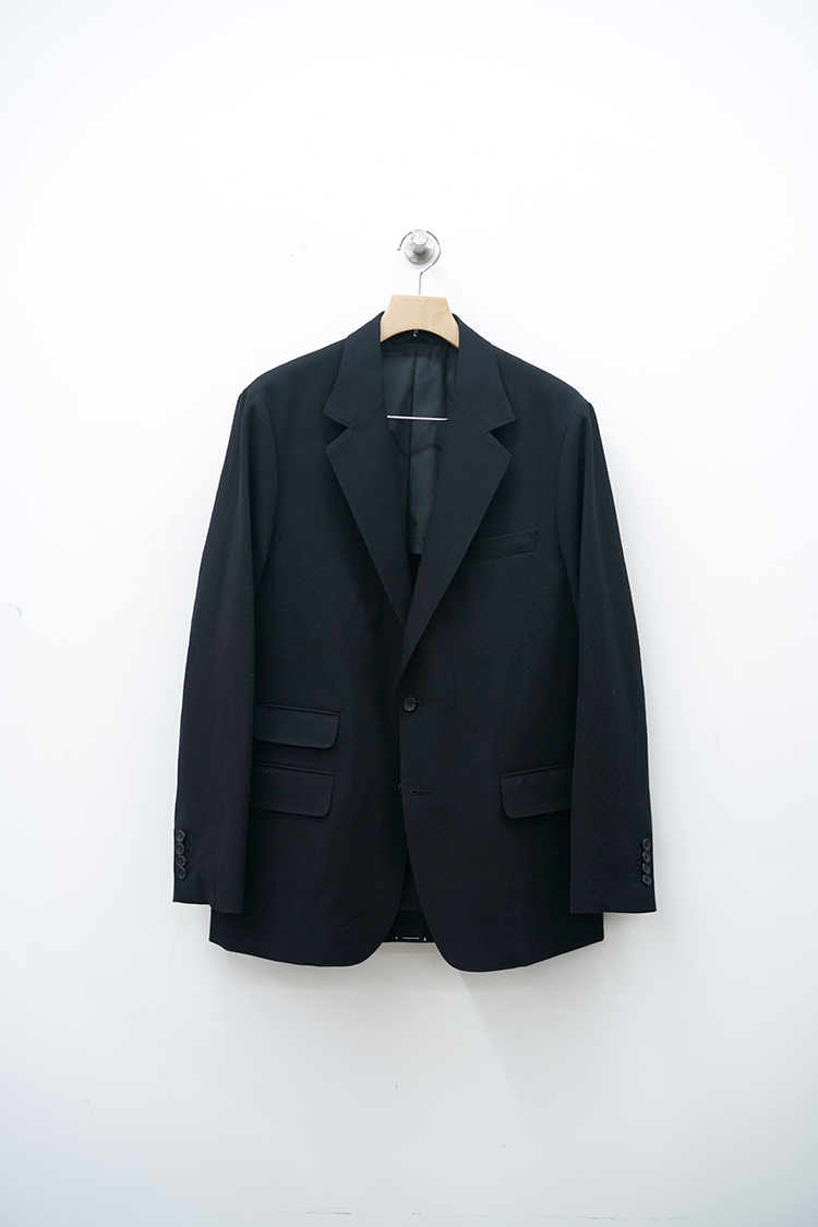 blurhms Rough Wool Gabardine 2B Jacket / BlackNavy
