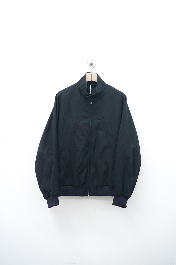 blurhms  Rough Wool Gabardine Harrington Jacket / BlackNavy
