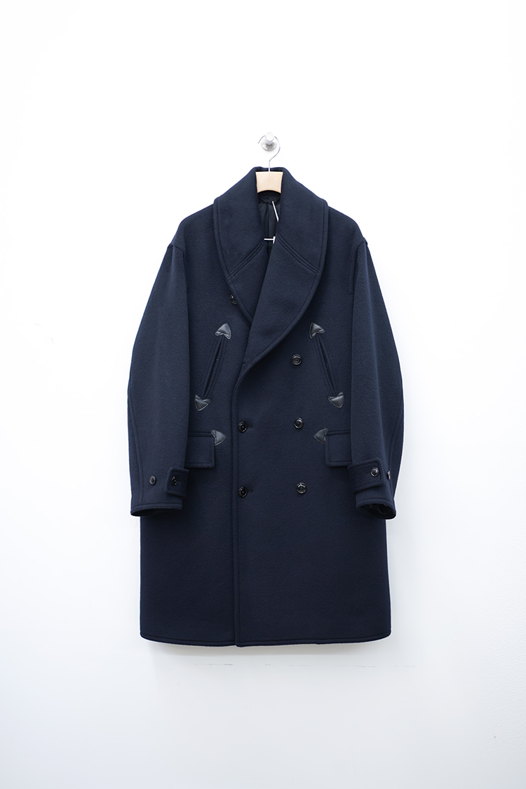 blurhms Wool Beaver Mackinaw Coat / Black Navy