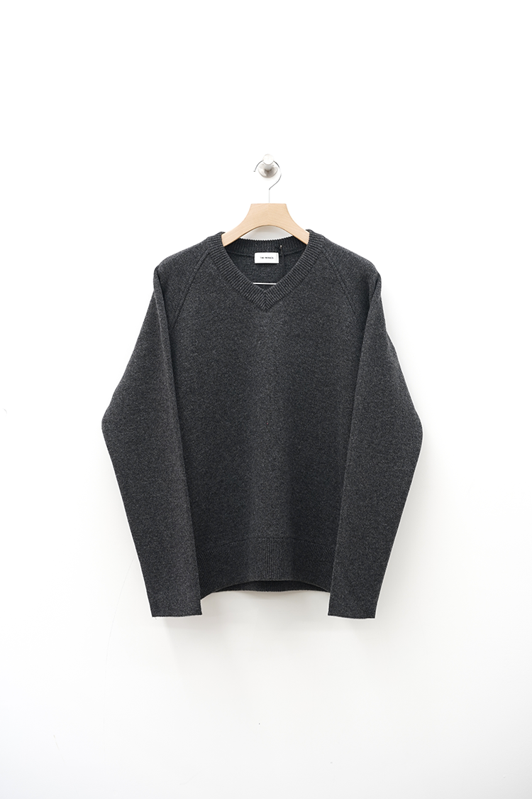 THERERACS RAGLAN V-NECK PULLOVER KNIT / TOP GRAY