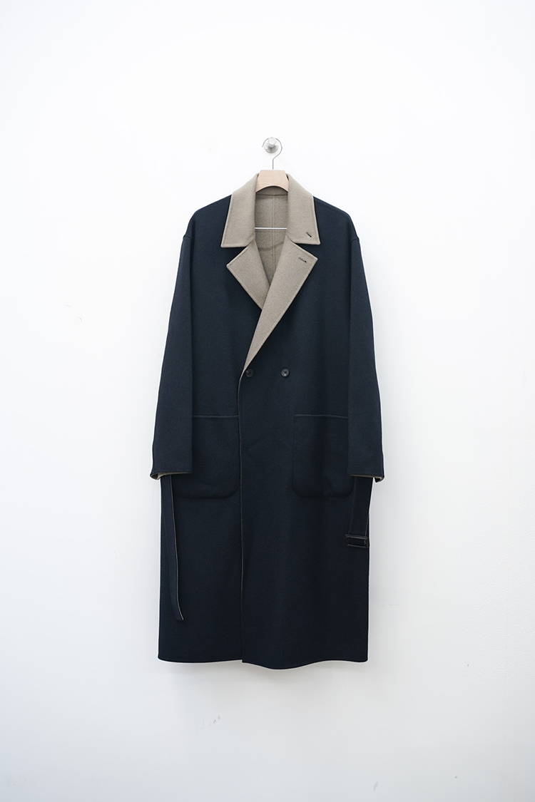 ssstein OVERSIZED REVERSIBLE COAT / NAVYGREY KHAKI