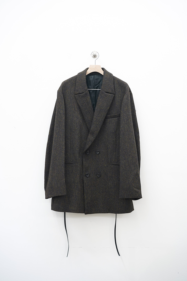 ssstein OVERSIZED PEAK LAPEL JACKET / DARK BROWN