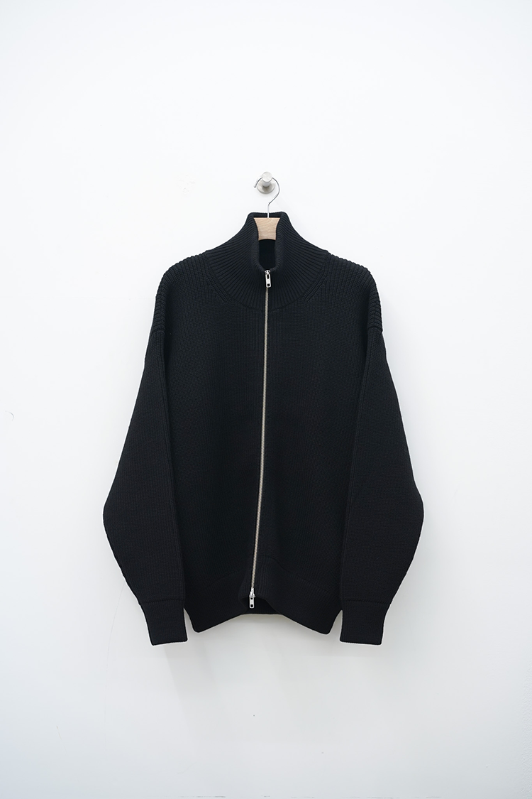 ssstein OVERSIZED DRIVERS KNIT ZIP JACKET / BLACK