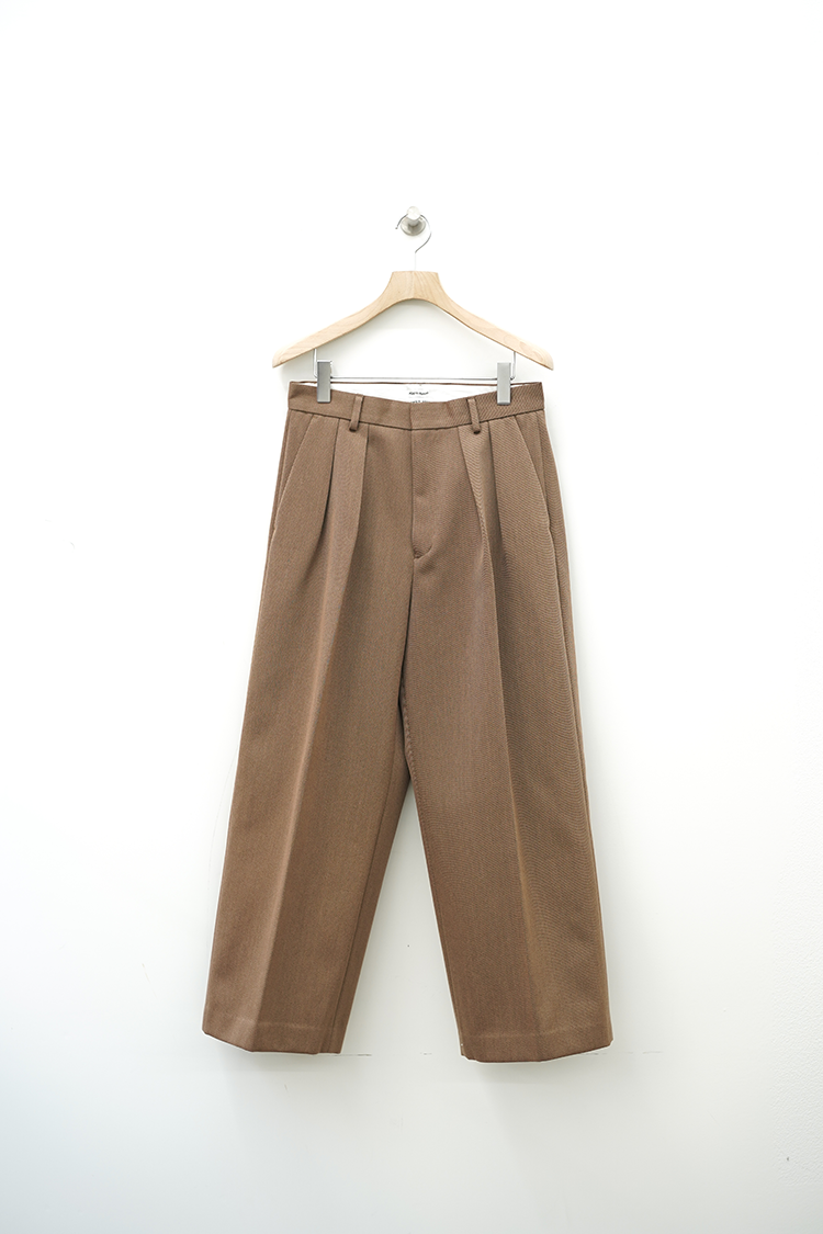 POSTELEGANT Wool Cotton Wide Trousers / Cream Brown