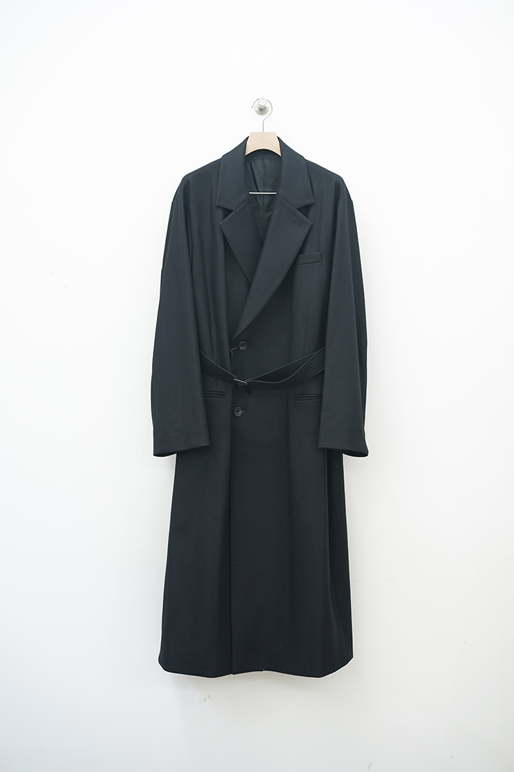 ssstein OVERSIZED MAXI-LENGTH DOUBLE BREASTED COAT / BLACK