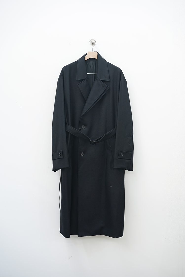 ssstein DOUBLE LAPELED BREASTED COAT / BLACK BLACK