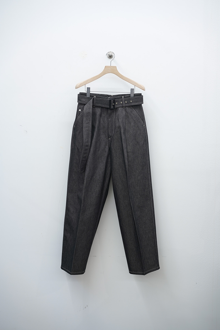 THE RERACS THE BELTED WIDE DENIM / GRAY