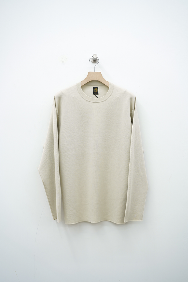 BATONER 32G SMOOTH WOOL CREW NECK / IVORY