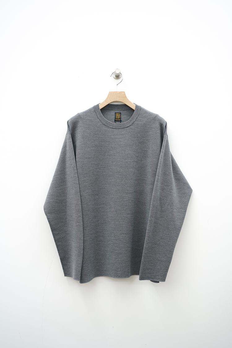 BATONER 32G SMOOTH WOOL CREW NECK / GRAY