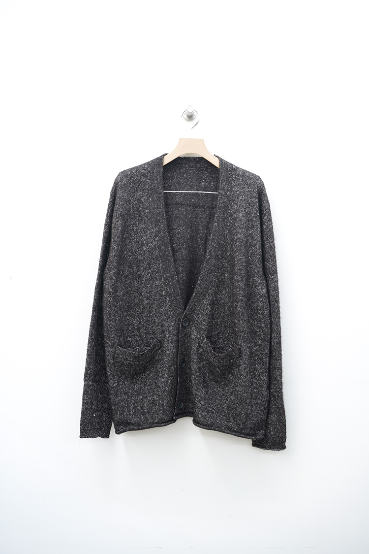 POSTELEGANT Baby Llama Hemp Knit Cardigan / Mix Brown