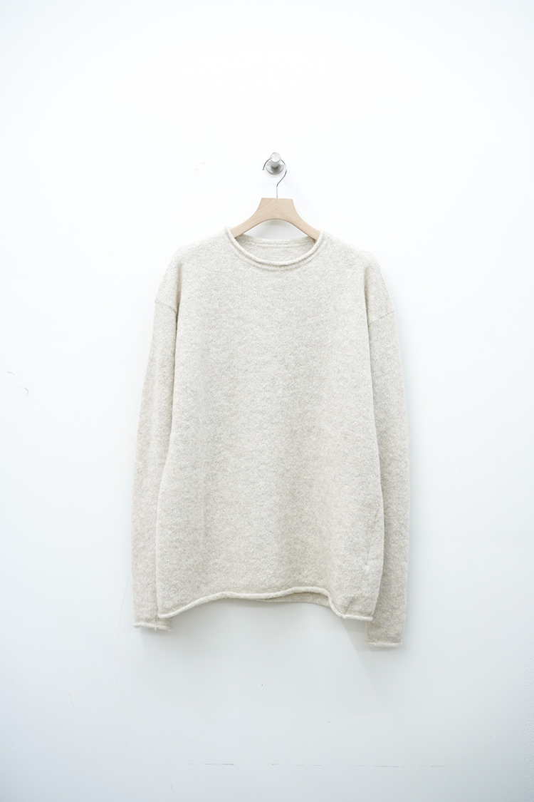 POSTELEGANT Baby Llama Hemp Knit Pullover / Light Greige