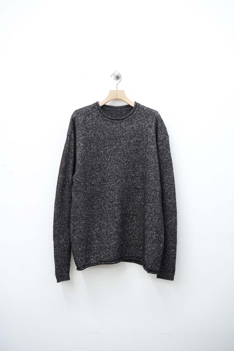 POSTELEGANT Baby Llama Hemp Knit Pullover / Mix Brown