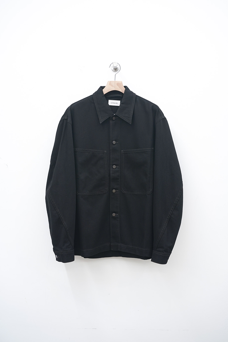 LEMAIRE TWISTED SLEEVE BOXY OVER SHIRT / BLACK