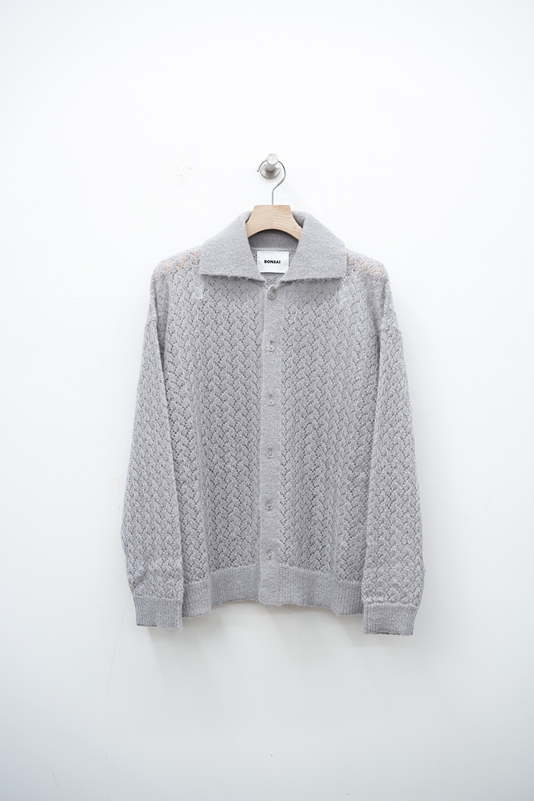 BONSAI KNIT BUTTON DOWN SHIRT / GREY