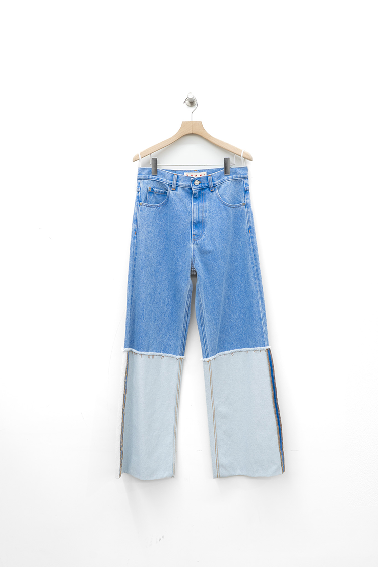 BLEACHED COATED ORGANIC DENIM / COBALT