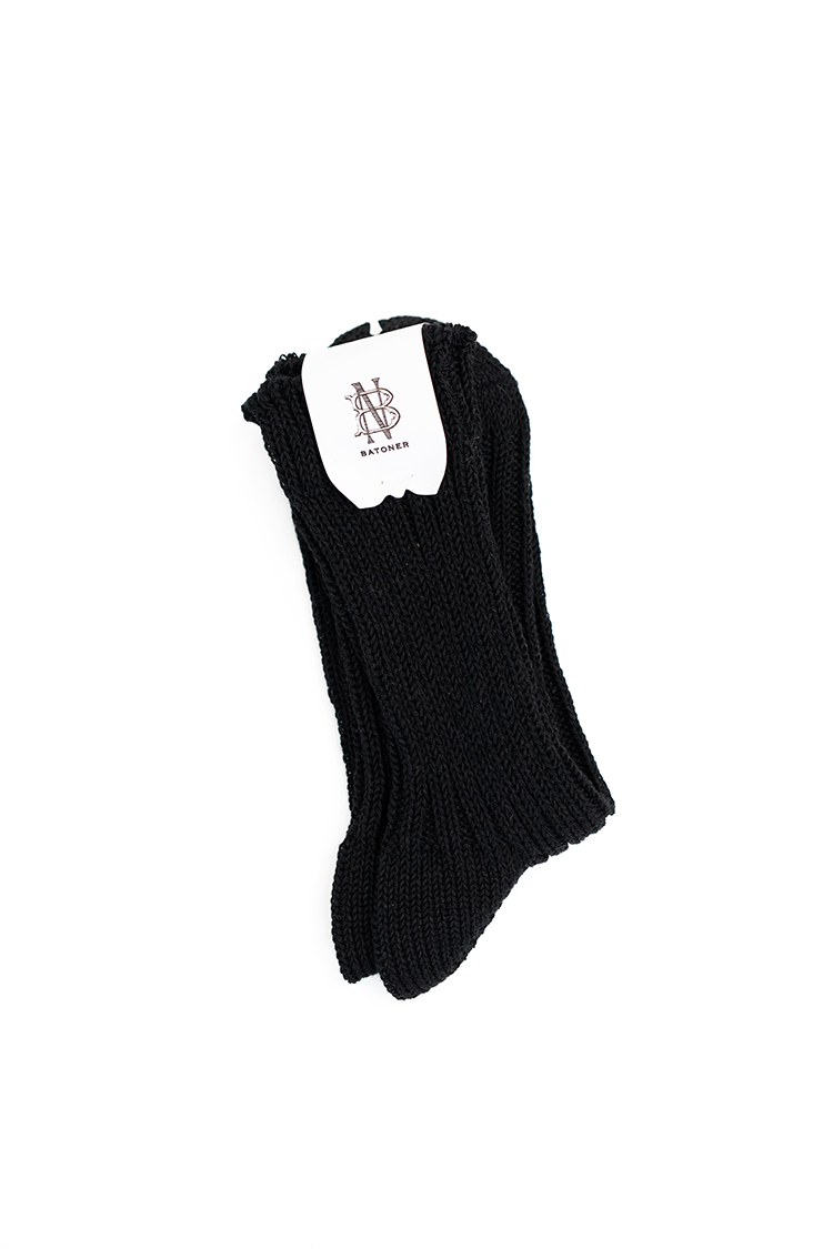 BATONER WIDE RIB LINEN SOCKS / BLACK