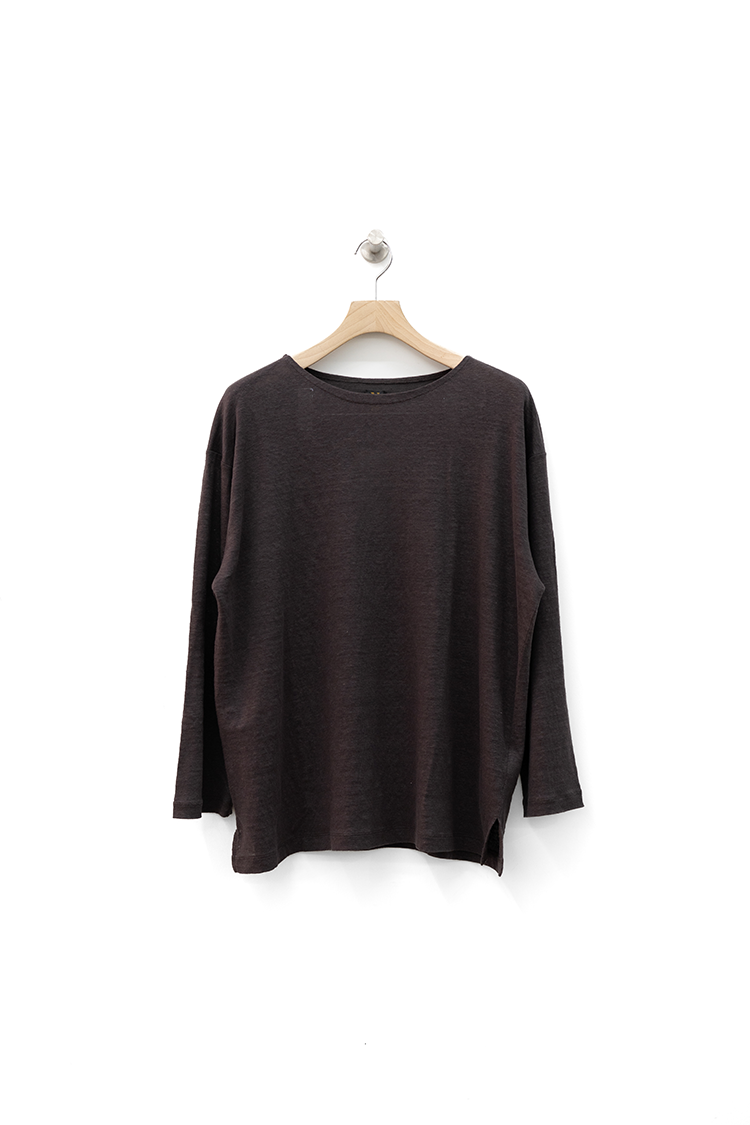 BATONER NORMANDY LINEN BASQUIE SHIRT / DARK BROWN