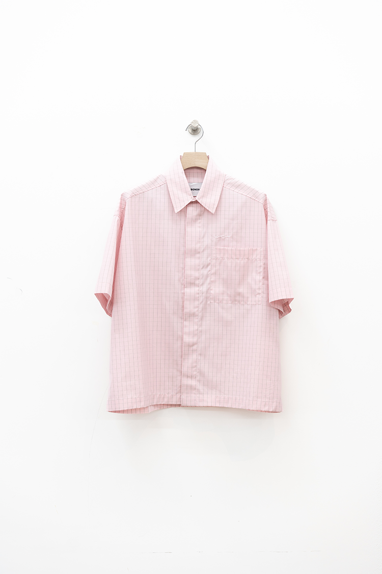 BONSAI CHECK CROPPED SHIRT OVERSIZE FIT / PINK
