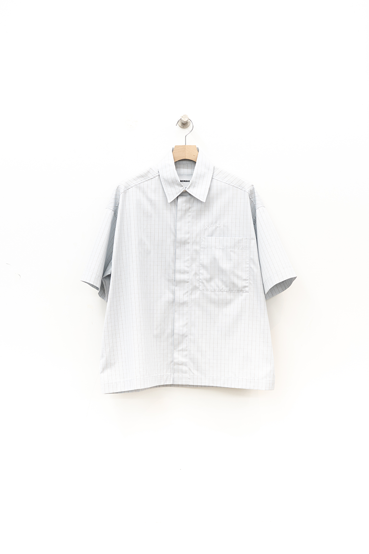 BONSAI CHECK CROPPED SHIRT OVERSIZE FIT / GRAY