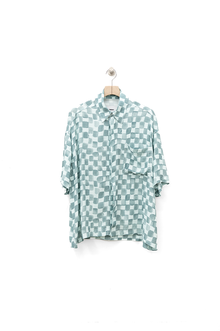 BONSAI CHESS CROPPED SHIRT OVERSIZE FIT / BLUCLR