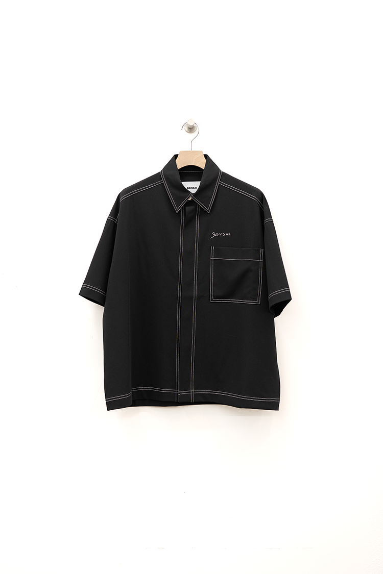 BONSAI BONSAI EMBROIDERY CROPPED SHIRT / BLACK