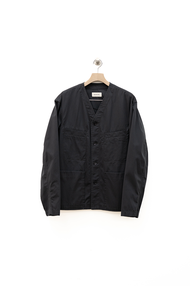 LEMAIRE COLLARLESS OVER SHIRT / CHARCOAL