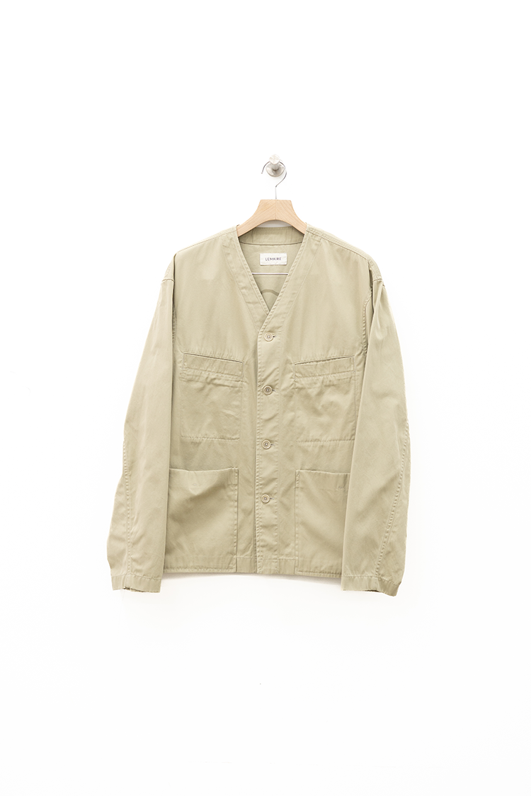 LEMAIRE COLLARLESS OVER SHIRT / LIGHT SAGE