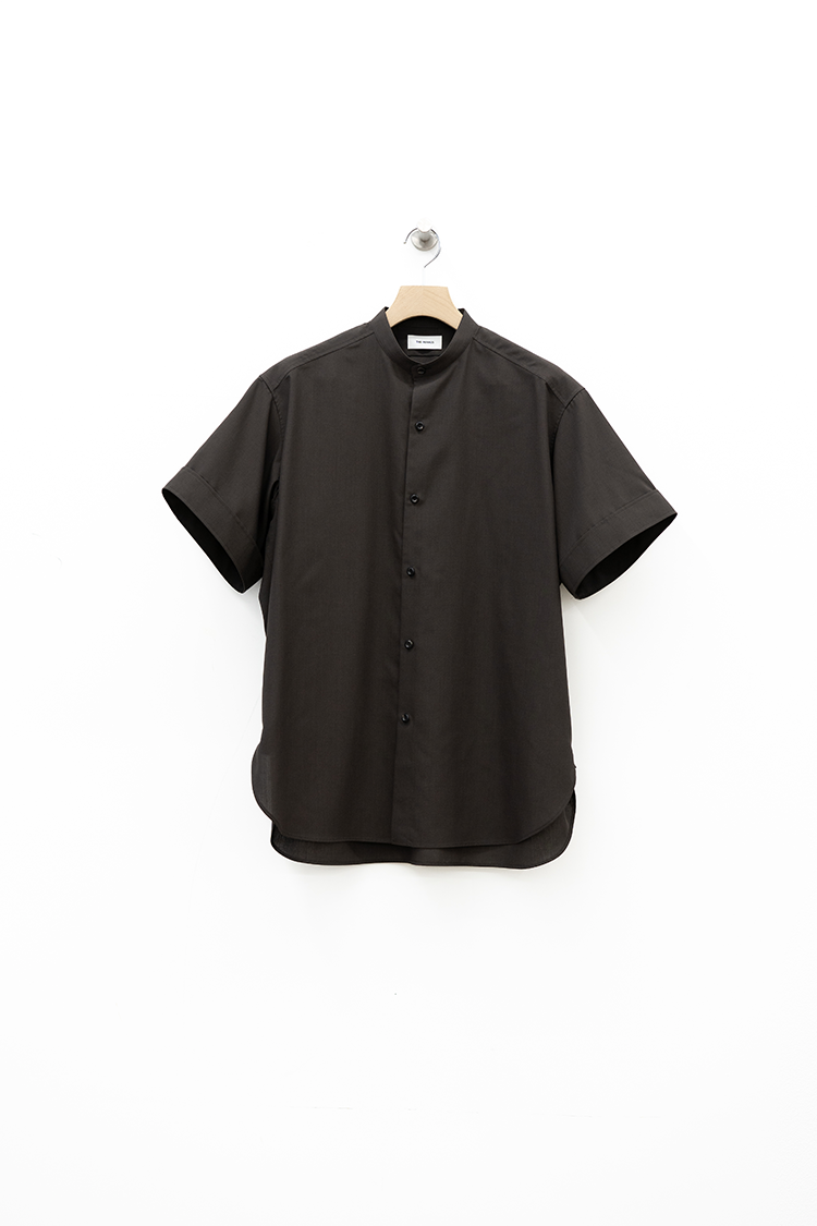 THE RERACS  BAND COLLAR SHIRT SHORT SLEEVE / BROWN