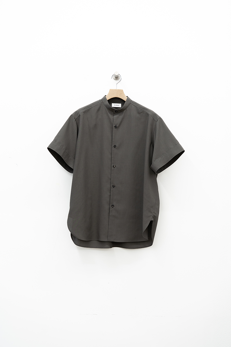 THE RERACS  BAND COLLAR SHIRT SHORT SLEEVE / GUNMETAL GRAY