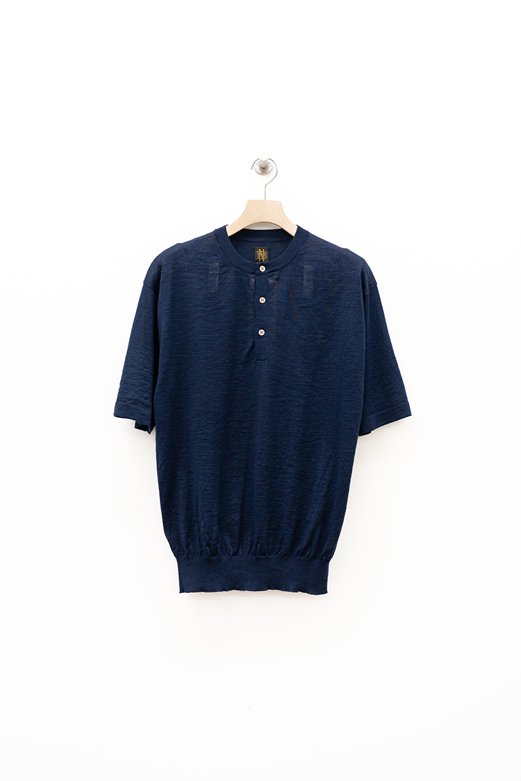 BATONER CHOMA HENRY NECK S/S / DARK BLUE