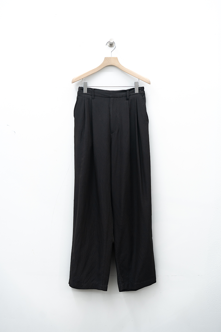 ssstein WOOL/SILK WIDE EASY TROUSERS / DARK CHARCOAL