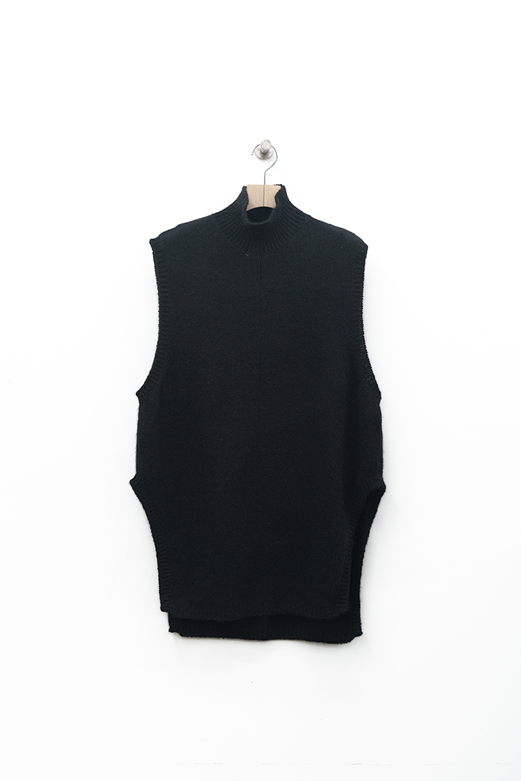 ssstein CASHMERE/SABLE TWEED KNIT PULLOVER VEST / BLACK