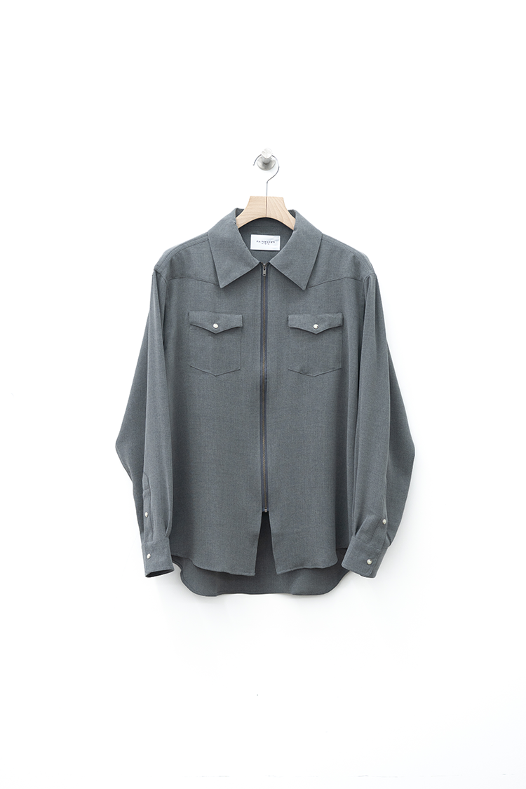 RAINMAKER MELANGE TWILL WESTERN SHIRT / TOP GRAY