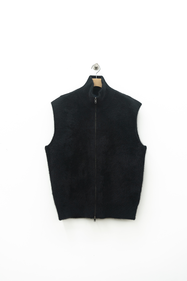 RAINMAKER FOX CASHMERE ZIP-UP VEST / BLACK