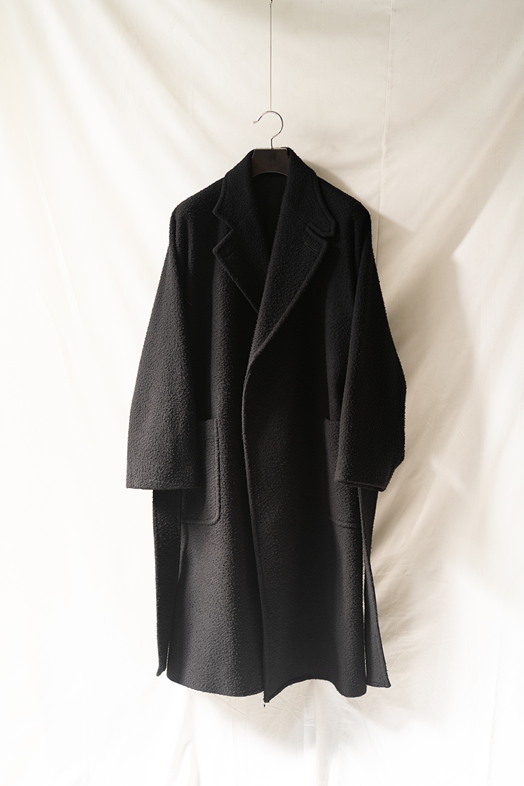 RAINMAKER NAPPING WOOL WRAP COAT -- / BLACK