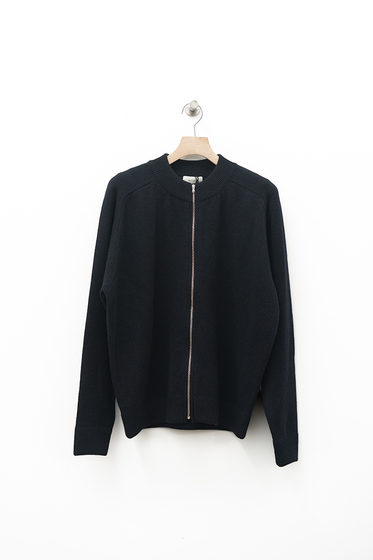 TheCLASIK ZIP CREW NECK CARDIGAN / NAVY 