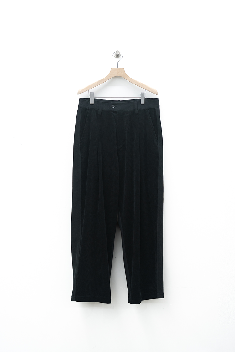 MERELY MADE MERELY PREMIUM DUAL FABRIC CONTRAST WIDE PANTS / ROYAL BLACK