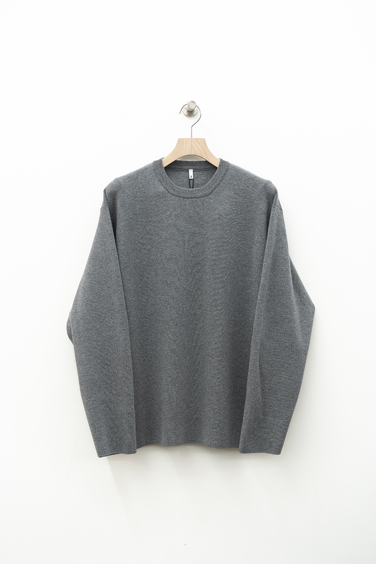 BATONER 32G SUEDE CASHMERE CREW NECK / GRAY